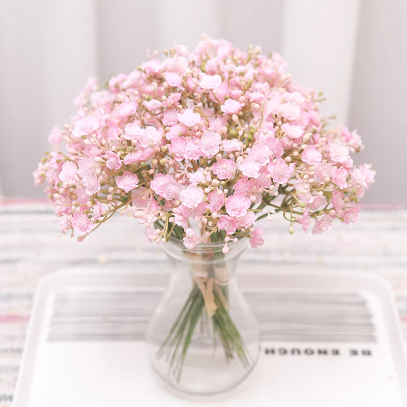 6PCS Kunststoff Baby Atem Künstliche Blumen Hübsche Gypsophila Hochzeit Weihnachten Anordnung Hause Tisch Dekoration Gefälschte Pflanzen – Detail 5