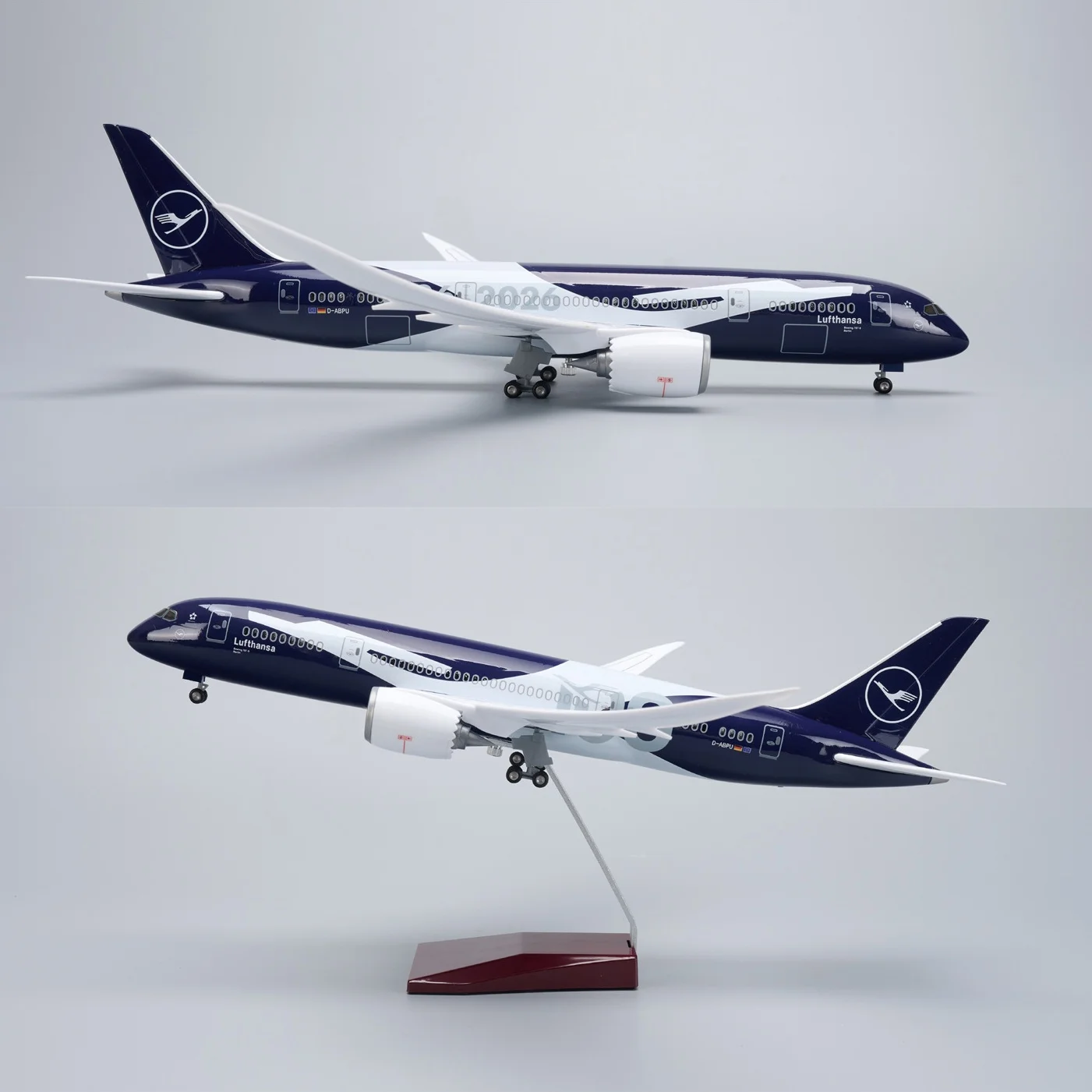 43cm Lufthansa B787 100th Anniversary Airplane Models 1/130 Scale Resin Diecast Aircraft With Landing Gear Collectors Hobby Gift
