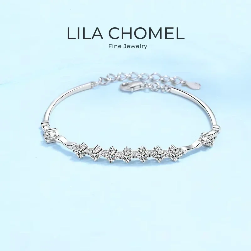 Women Valentine's Day 18K White Gold Wedding Bracelets 1.35CT Moissanite Diamond Girl Friend Birthday Gift PT950 Merry Jewelry