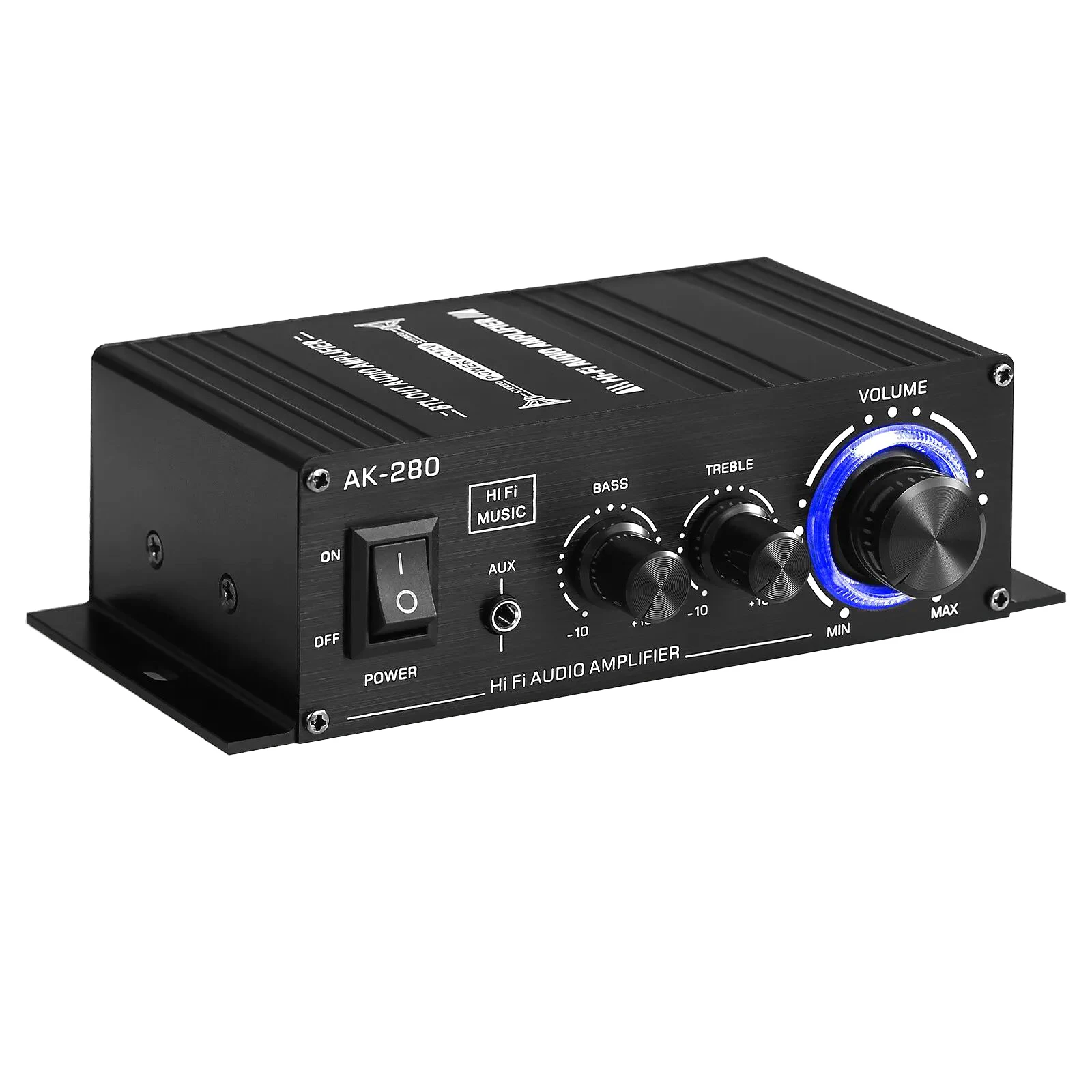 DC 12V 40W×2 Hi-Fi Stereo Power Amplifier Mini 2CH Home/Car/Boat Audio Amp with Bass Treble Control RCA AUX Input