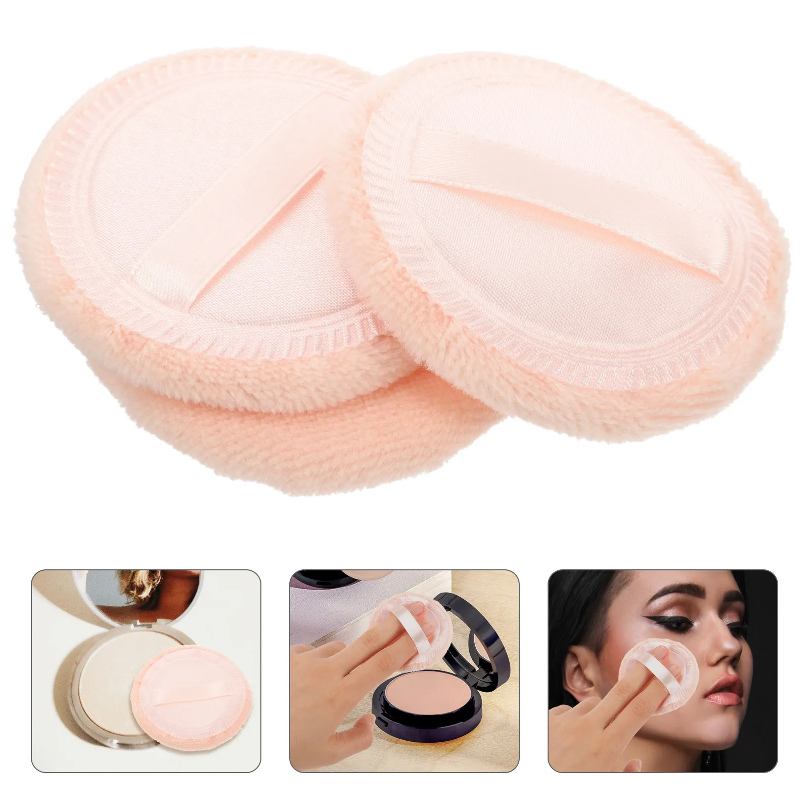 10Pcs Pure Cotton Loose Powder Puff Supple Round Makeup Tool Safe Comfortable for Ladies Cosmetics Round Makeup Puff