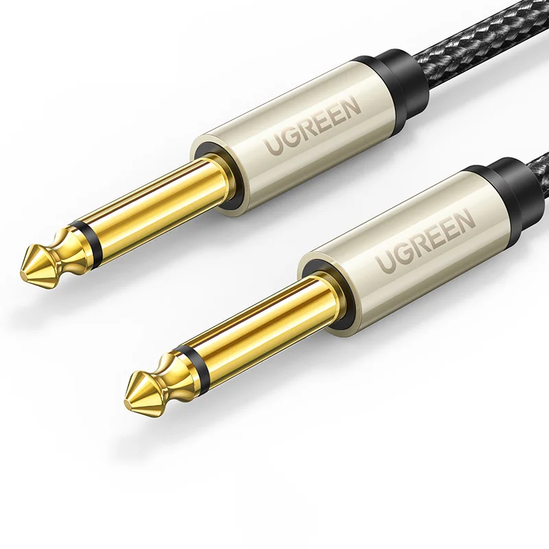 아연 합금 하우징과 나일론 브레이드 케이블이 포함된 UGREEN 6.5mm 악기 케이블(남성-남성)