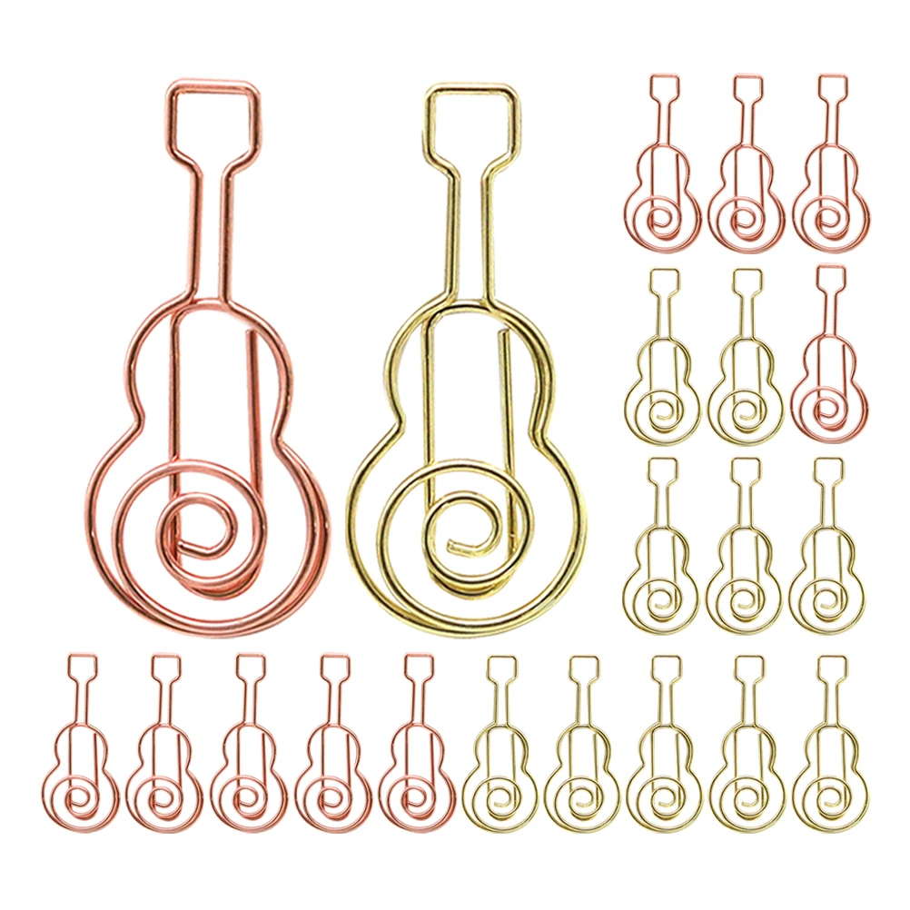 

40pcs Guitar Paper Clips Metal Office Supplies Document Organizer Music Themed Classroom Accessories Mini Binder Pins