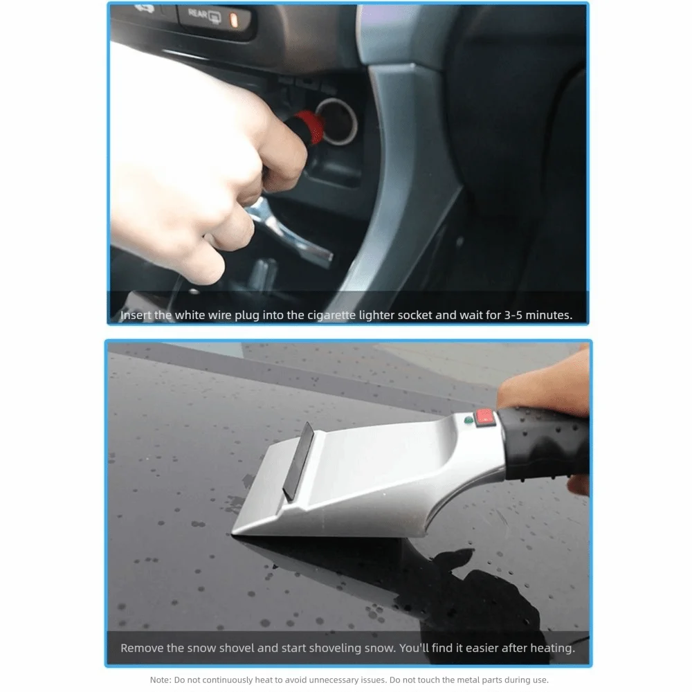 Rubber Wiper Electric Heated Snow Scraper 12V Impact Resistant Car Ice Scraper Anti Skid Handle Instant Heating