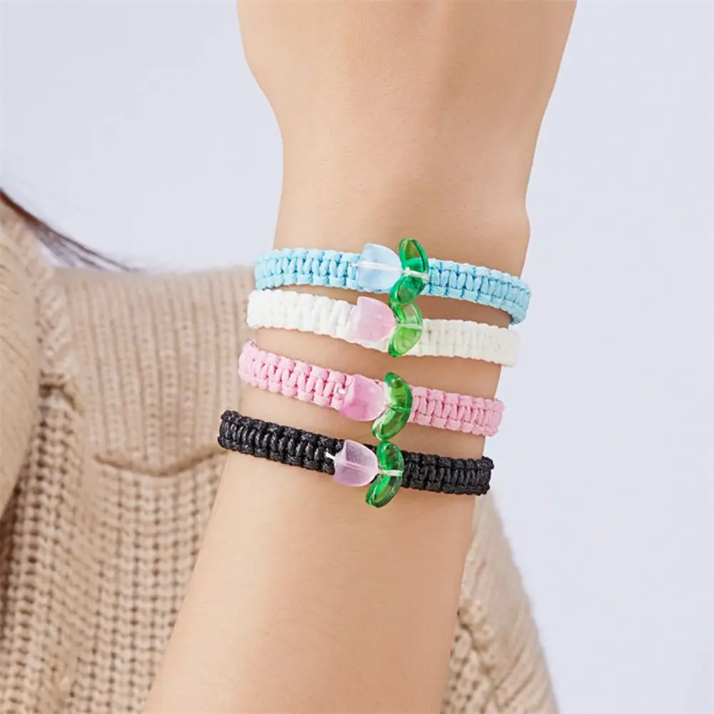 Jewelry Korean Tulip Bracelet Sweet Flower Colorful Flower Bracelet Adjustable Elegant Trendy Jewelry Bracelet Party