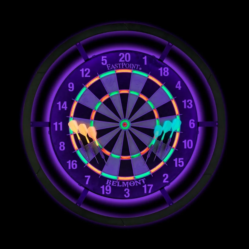 

Дартс EastPoint Blacklight — Дартс официального размера с щетиной, светящимися сегментами и полетами в дартс