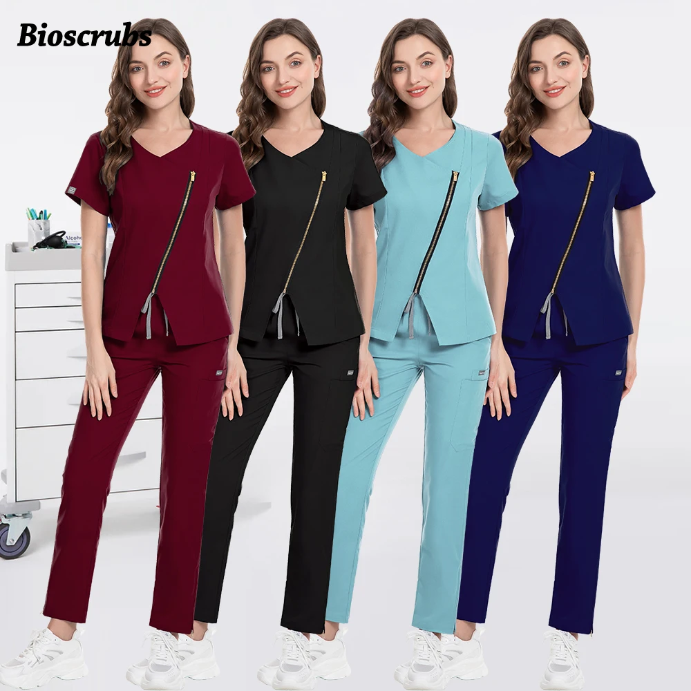 

Wholesale Medical Apparel Scrubs Uniforms Women Short Sleeve Clinical Workwear Surgical Uniforms Hospital Clothing with Pockets