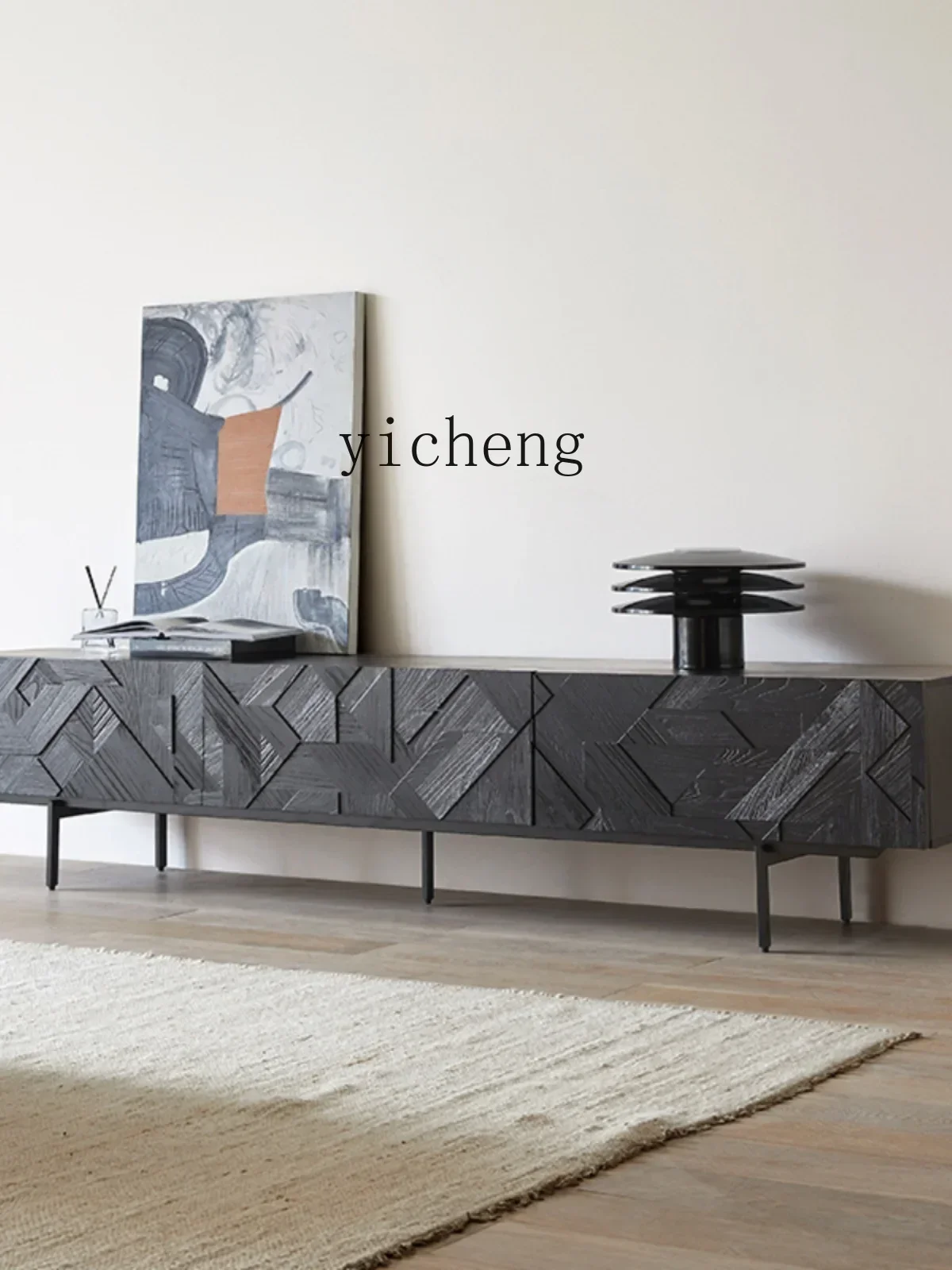 

Solid Wood Handmade Carved TV Cabinet Original Expression High Sense Audiovisual Cabinet