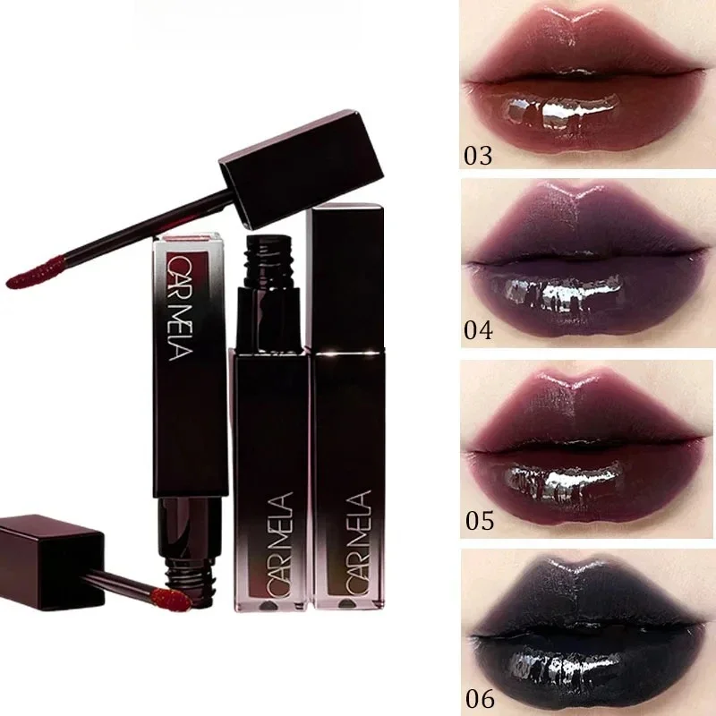 CARMELA Lock Makeup Color Mirror Lip Paint Mouth Gothic Pure Black Silver Purple Brown Dark Halloween Lasting Cosmetics Makeup