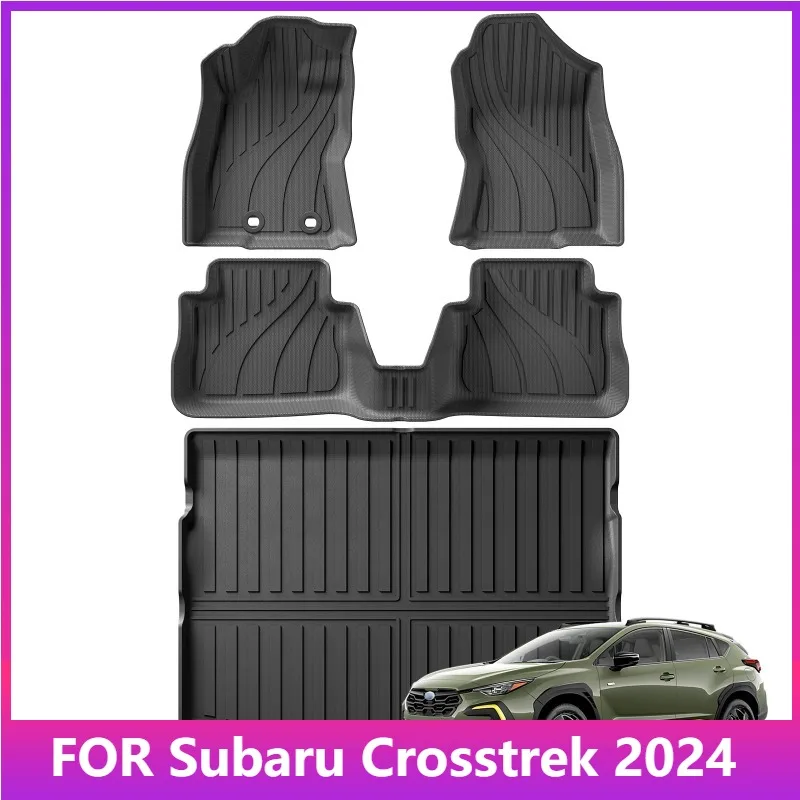 

Коврики для Subaru Crosstrek 2024 TPE 3D Автомобильные коврики Подкладка для багажника Всепогодные водонепроницаемые черные левый руль