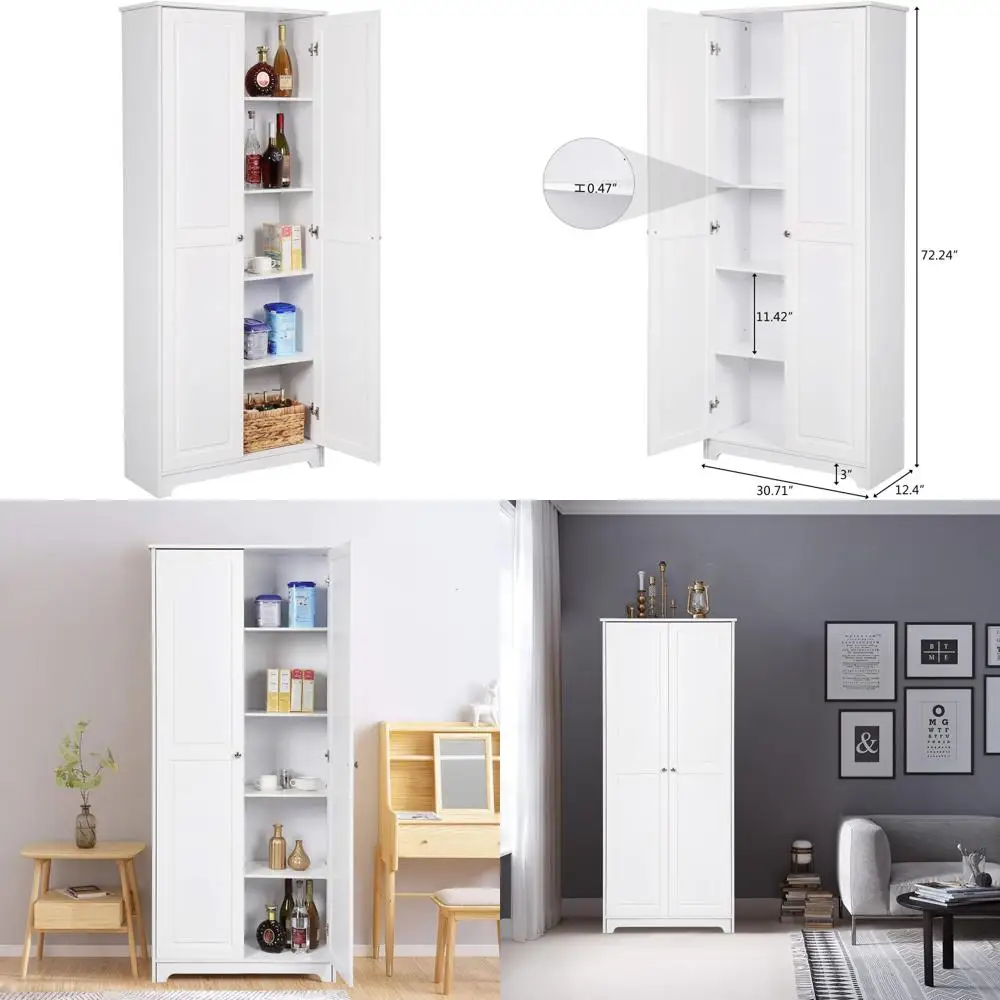 Gabinete independiente de despensa de cocina de 72 pulgadas de alto con 2 puertas para almacenamiento en lavadero