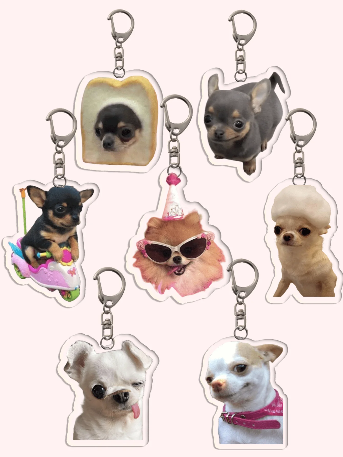 

1pc Adorable Acrylic Chihuahua Keychain with Playful Cartoon Face Design Ideal for Gifts Parties Phone Decor and Special Occasio