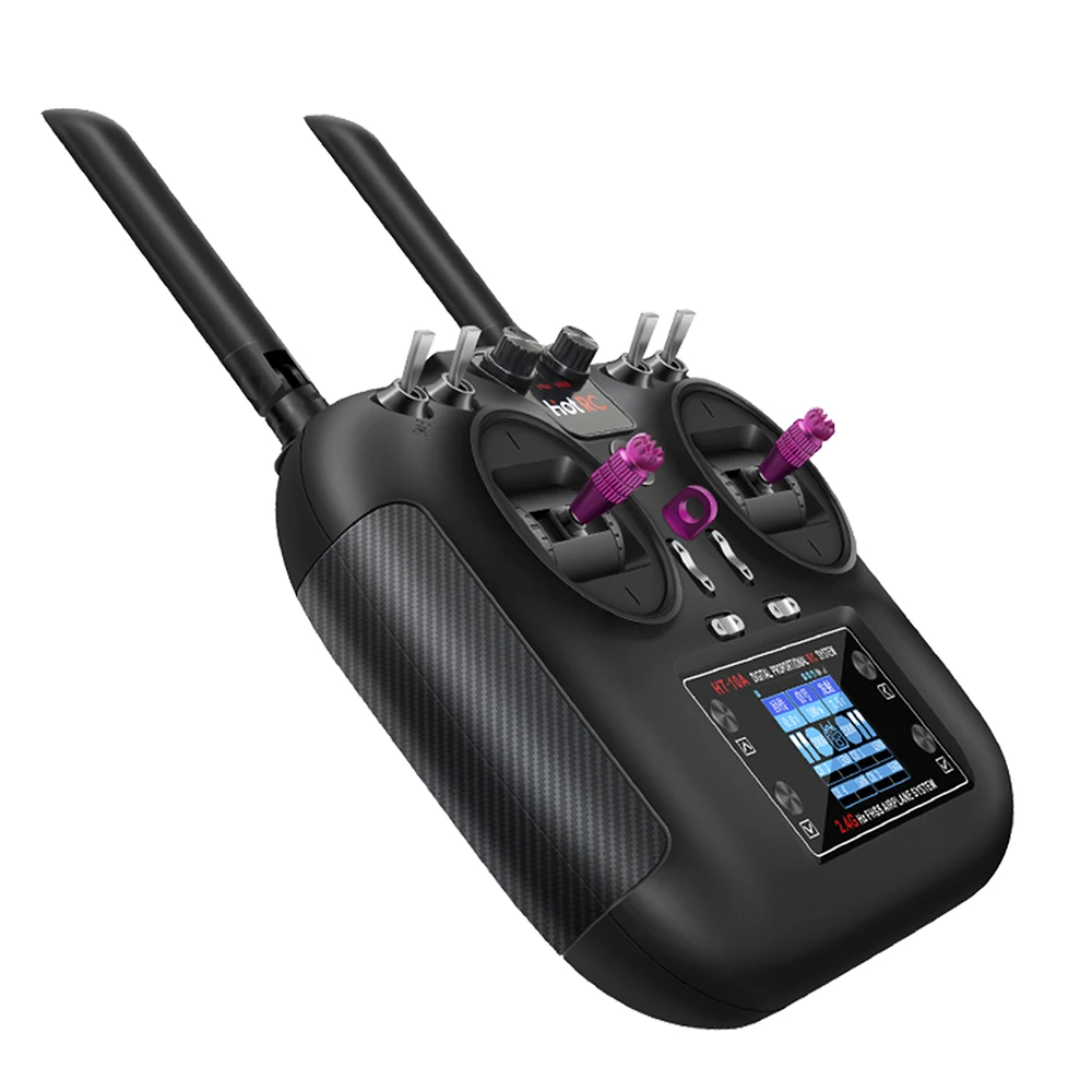 HOTRC HT-10A RC Transmitter 10CH 2.4G 1.7Inch Screen With F-10A Receiver For Model Airplanes RC Boats Car DIY Robots