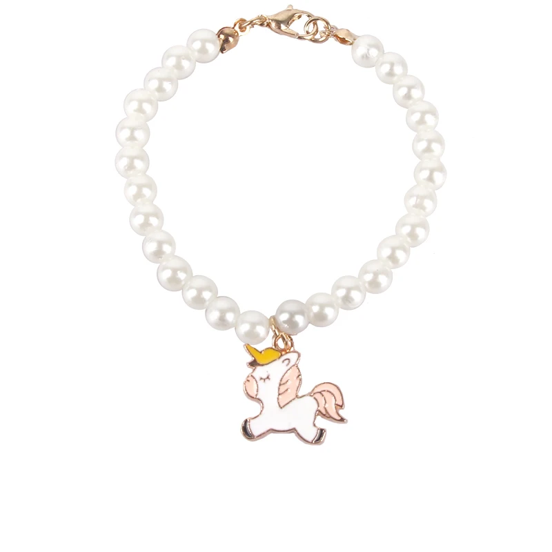 Cute Doll Pearl Charm Necklace DIY Removable Enamel Pendant Necklace for 18