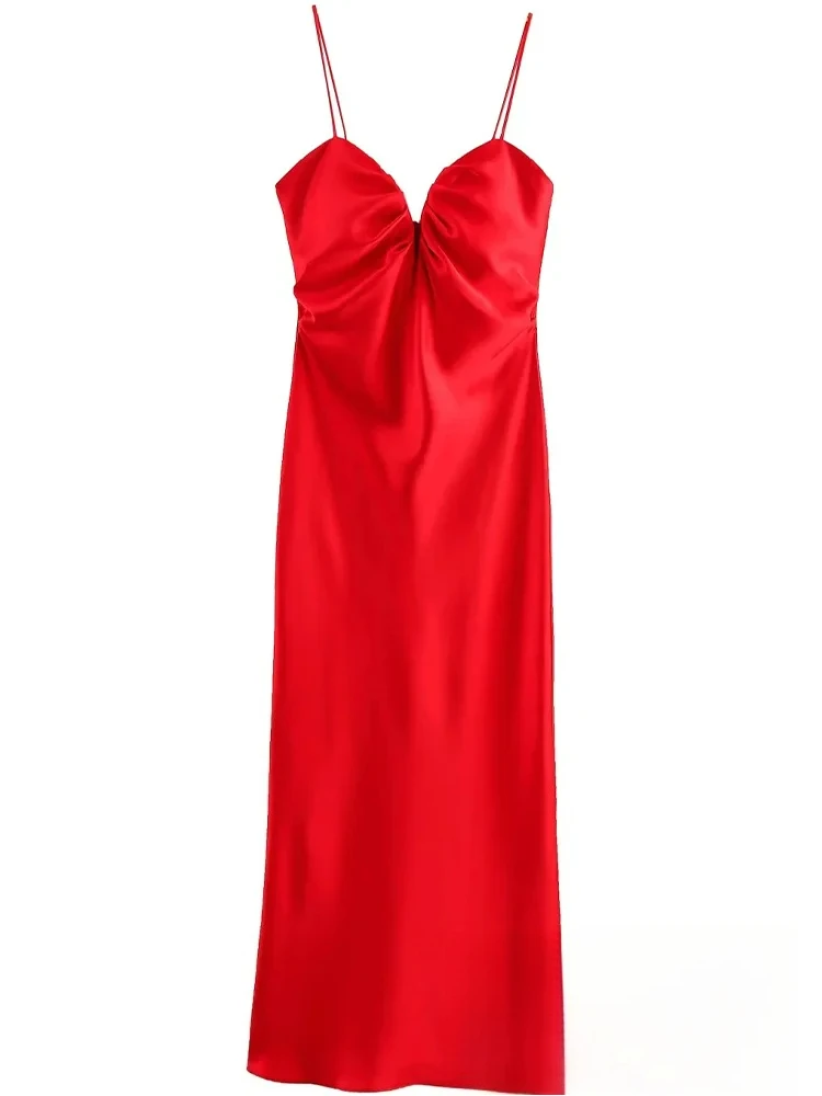 เดรสยาวทรงแคมิ KONDALA สไตล์เซ็กซี่ชิค สำหรับผู้หญิง แขนกุด สีพื้น เรียบหรู เหมาะสำหรับงานปาร์ตี้ แฟชั่นฤดูใบไม้ผลิ-ฤดูร้อน 2025 ชิค สง่างาม สำหรับงานกลางคืนและคลับ