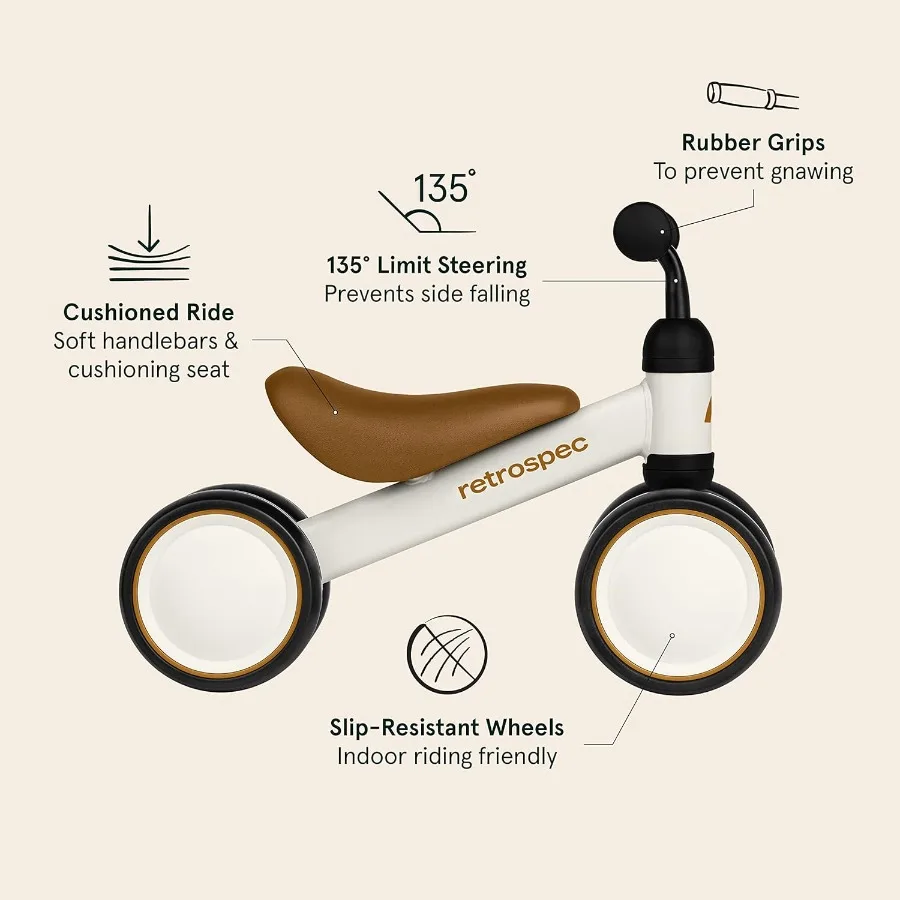 Bicicleta de equilíbrio Baby Walker com 4 rodas para idades de 12 a 24 meses - Brinquedos para bebês e brinquedos para crianças de 1 ano - Passeio na bicicleta