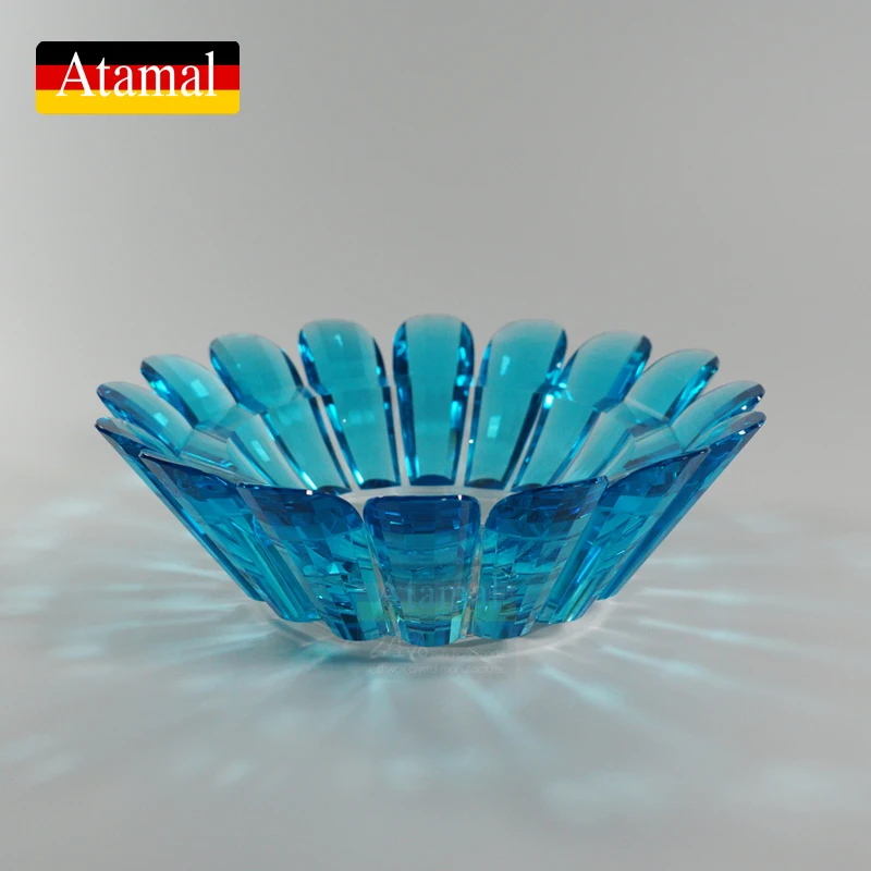 Atamal Sea Blue High end Crystal Fruit Plate Light Luxury Hotel Front Desk Candy Plate Restaurant Desktop Decoration Ornament