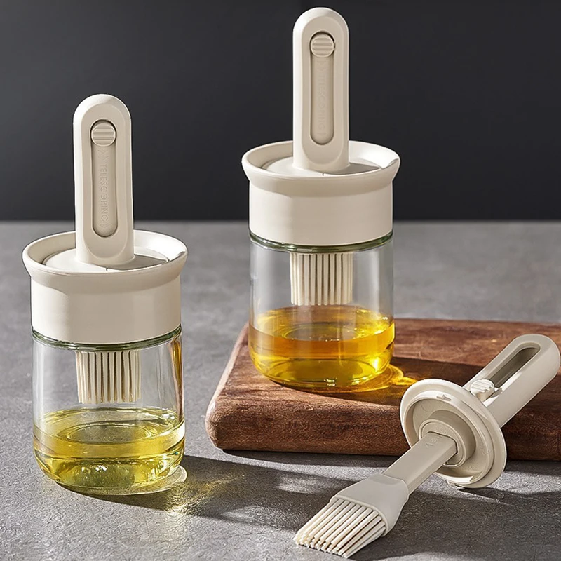 Botella dispensadora de aceite sin BPA, juego de cepillos de silicona resistentes al calor para hornear, cocinar, barbacoa, cocina, accesorio al aire libre para Picnic, 2 uds.