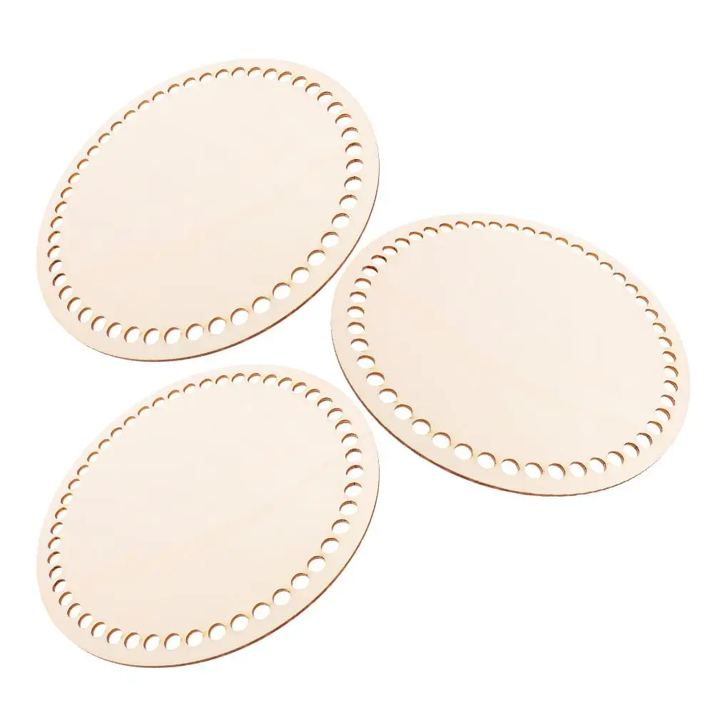 

3Pcs Wooden Bottom for Basket Bag Crafts Base Round Knitting Crochet Blocking Board DIY Travel Home Office Use
