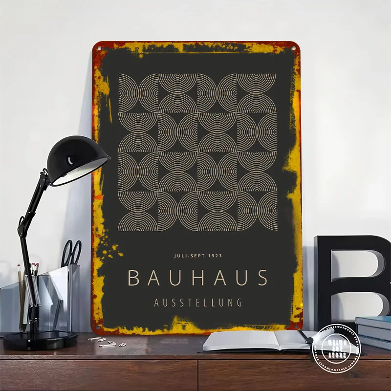 BAUHAUS Concentric 32 Tin Plaque Poster Customized Wall Art Retro Vintage Metal Signs for Man Cave Room Decorations House Decor