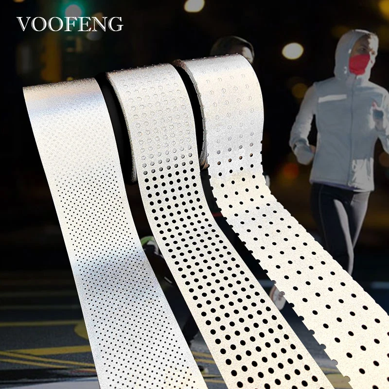 VOOFENG Perforated High Intensity Reflective Farbic 100% Polyester Reflective Material Sew on Clothing Bag Cap Workwear Clothes