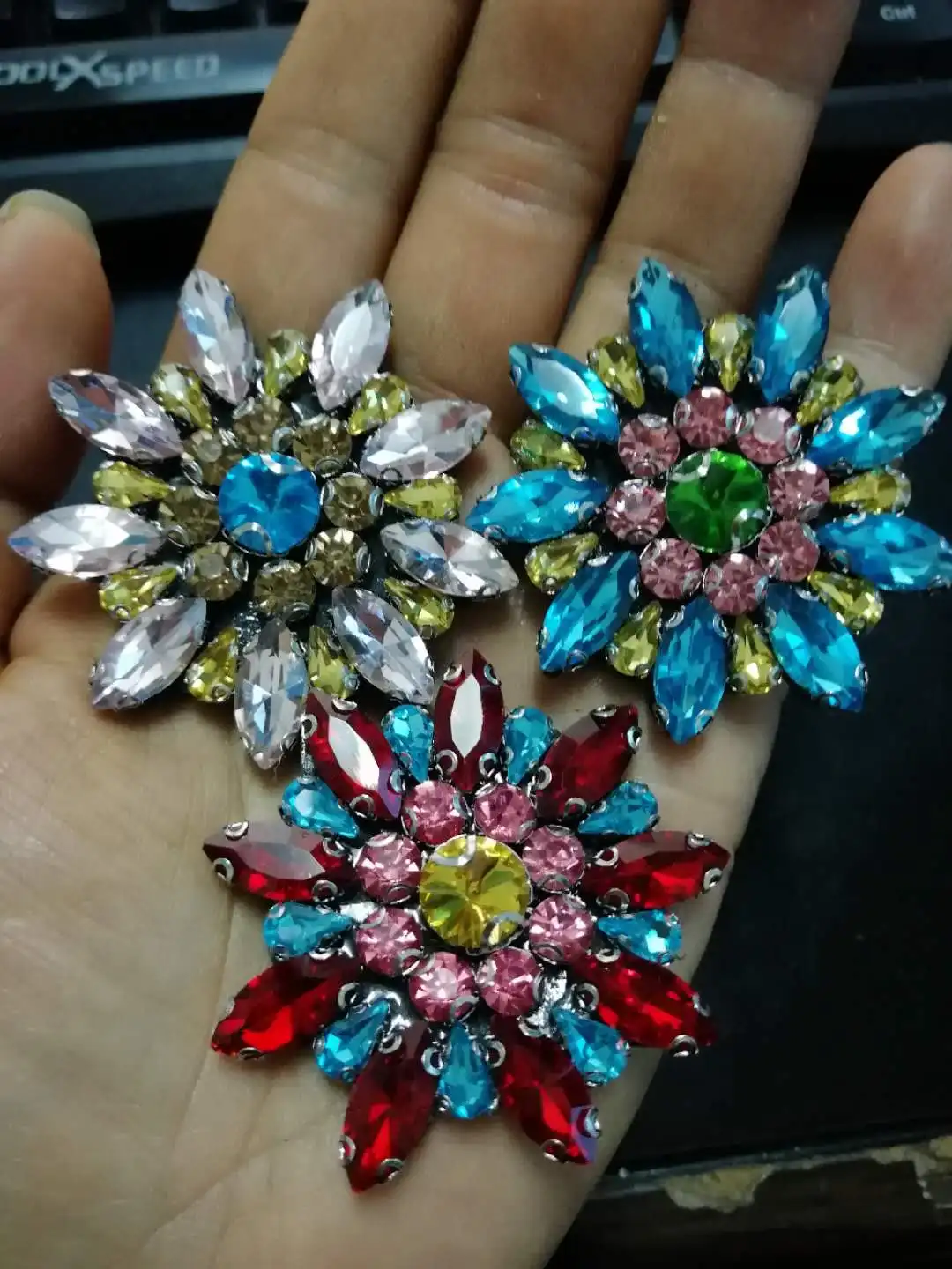 colorflower rhinestone beaded patches perle pour coudre vetement applique sew on patches for clothing bordados para costura