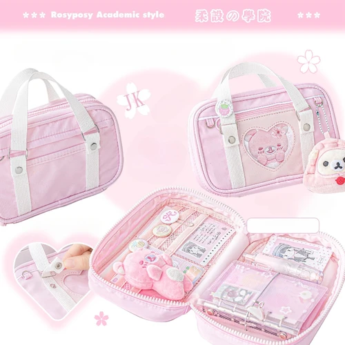 Imagen 1 del producto Bolsa de almacenamiento para álbum de recortes, uniforme de 6 capas, estilo JK, organizador de papelería japonés Kawaii, bolsa portátil de gran capacidad, regalo para niños