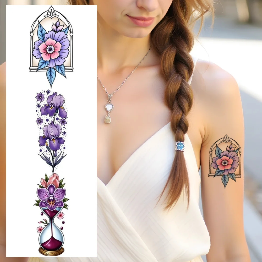 

28pcs Temporary Tattoo Lantern Temporary Tattoo Stickers Pineapple Sunflower New School Traditional Roses For Shoulders