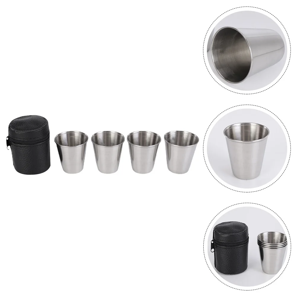 

1 set Stainless Steel Shot Outdoor Wine Cups Rustproof Stackable Drinkware For Whiskey Tequila Vodka Espresso Home Bar