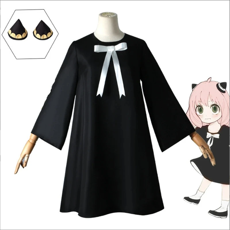 

In Stock Game SPY×FAMILY Anya Forger Black Dress Christmas Halloween Gift Masquerade Japan Hot Anime Cosplay Costume Full Set