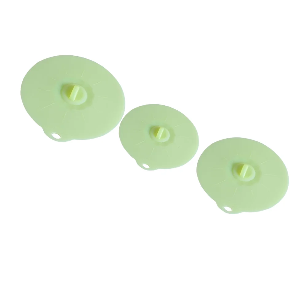 

3pcs Silicone Sealed Lid Pot Lids Different Sizes Bowl Cover Heat Resistant Microwave Sealed Lid Leakproof Lid Cover (Light Gree