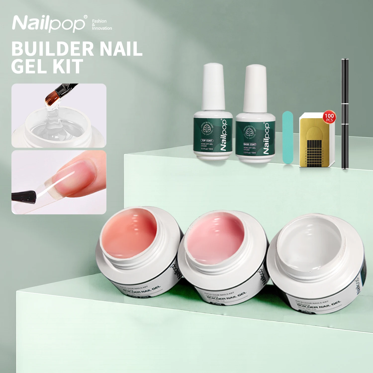 

Gel Builder for Nails 3 Colors With Base Top Coat Clear Nude Pink Hard Gel Builder for Nails Professional Building Gel Extension