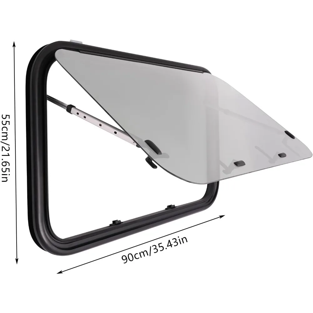 نافذة دفع RV سميكة من الزجاج المقسى مع شاشة، 35.43 عرض × 21.65 ارتفاع، مخرج طوارئ للتخييم #6