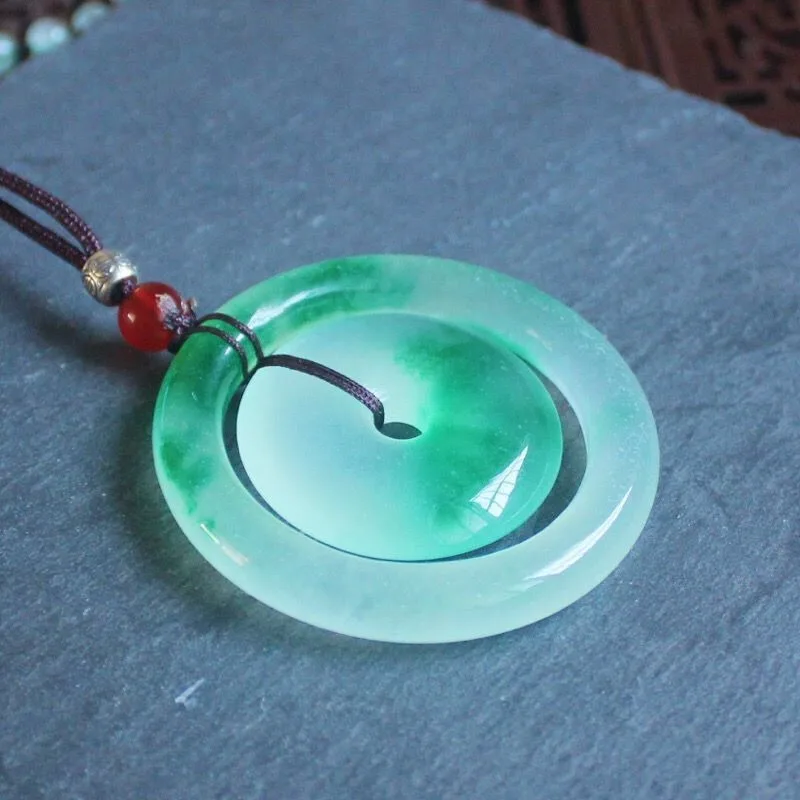 Ice Glutinous Seed Mother Safety Buckle Pendant Ice Seed Jade Pendant Male and Female Pendant Safety Buckle