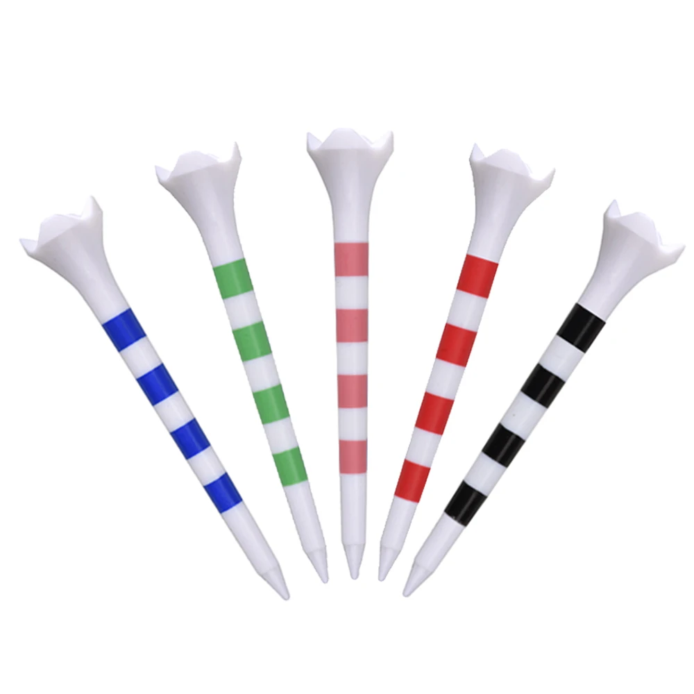 Neue 20 teile/beutel Kunststoff Golf Tees Mit Rot/Schwarz/Blau/Rosa/Grün Streifen Mark Skala 70/83mm 2 Größe Bunte Golf Ball Halter