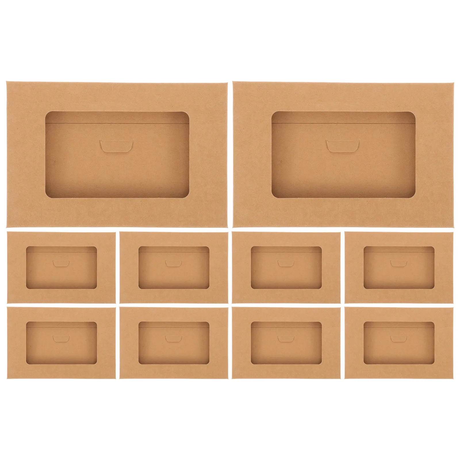 

Набор из 10 коробок для хранения конвертов из крафт-бумаги, простой дизайн, с окошком, для отправки писем, открыток, упаковка для бумажных конвертов