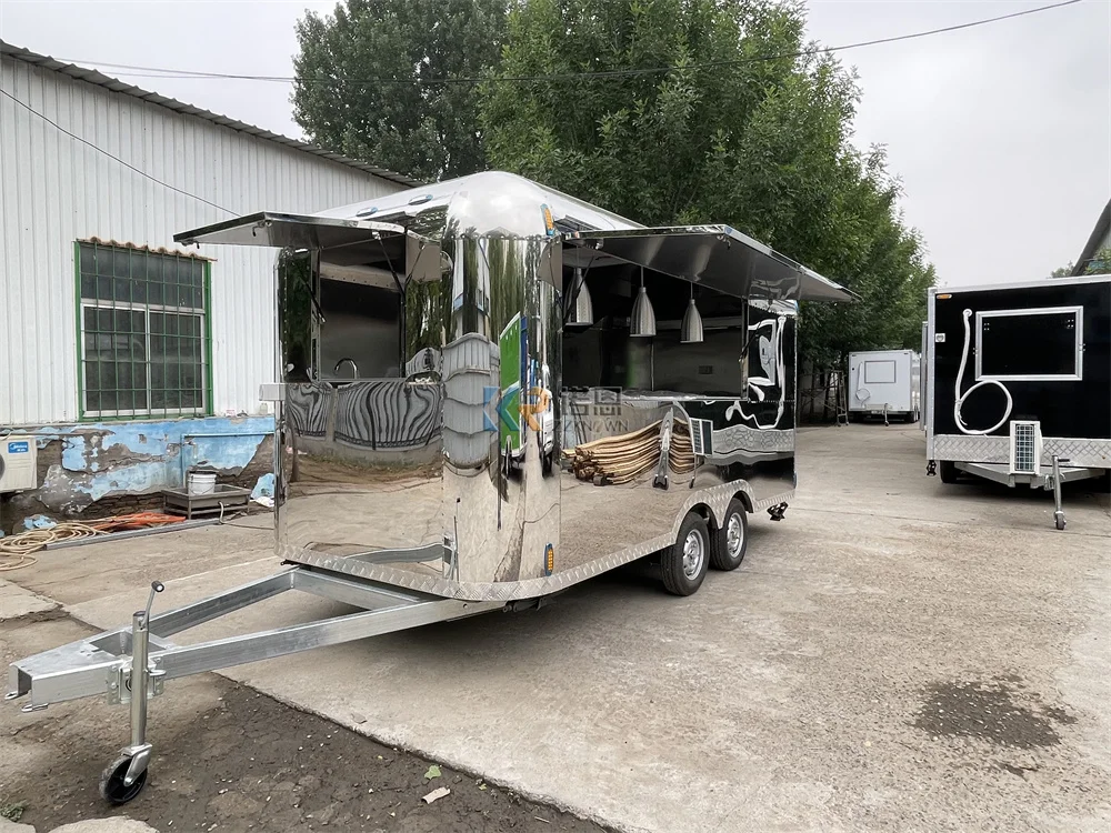 รถเทรลเลอร์รถขายอาหารฮอตดอกร้านกาแฟอุปกรณ์จัดเลี้ยงแบบเต็มตู้ขายอาหาร