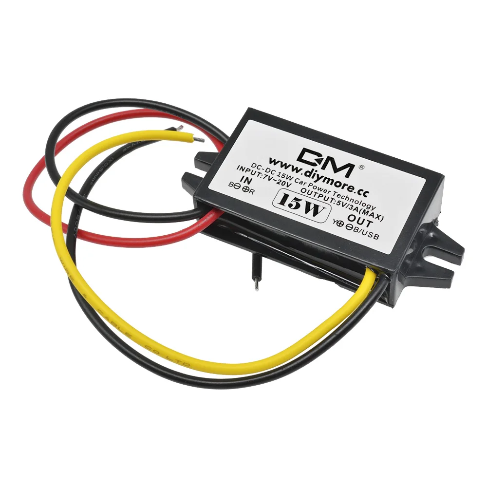 Fuente de alimentación del coche convertidor de voltaje DC 8-20V a 5V 3A Buck módulo sobretensión sobrecorriente alta temperatura protección automática