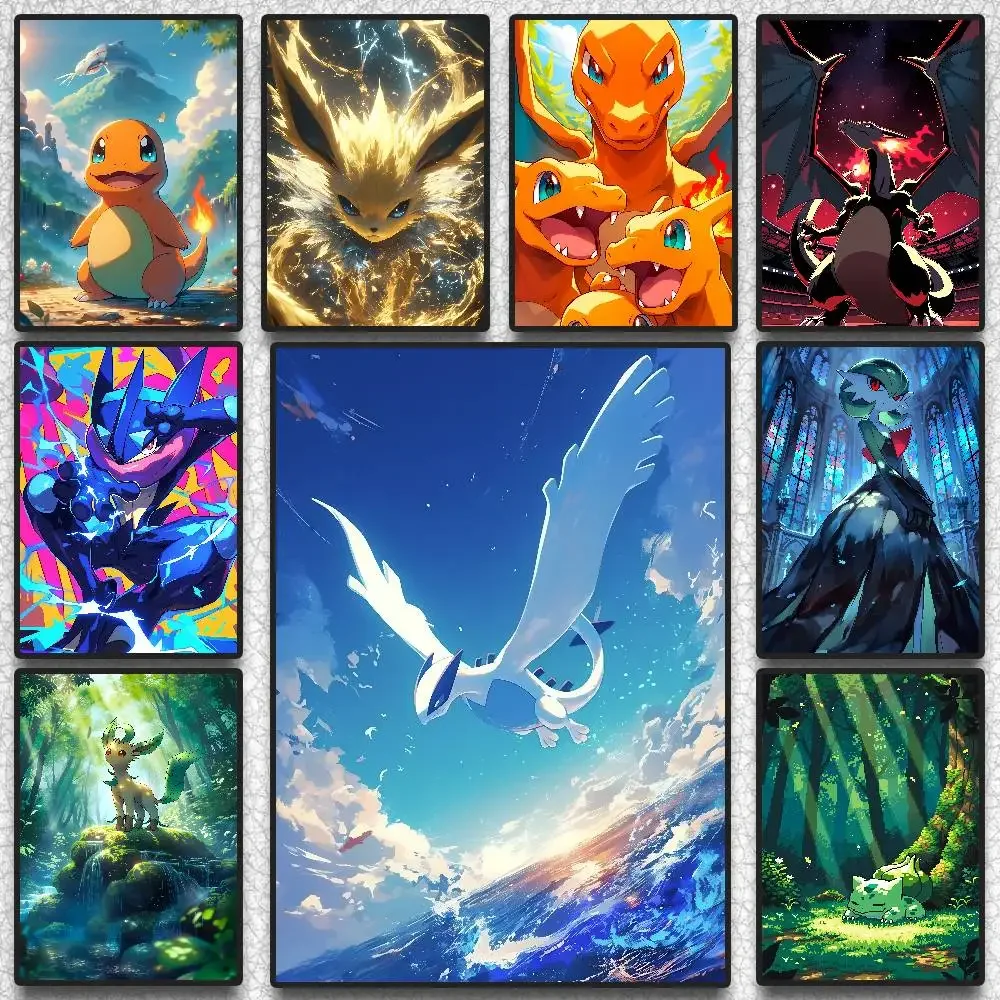 Pokemon Peripherals Pikachu Charizard Lucario Anime Wall Art Poster Decor