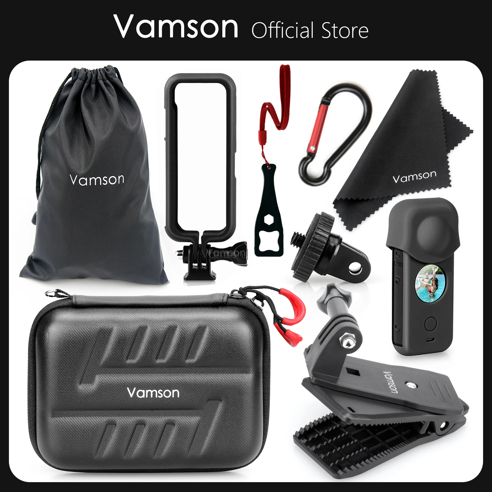 Vamson for Insta 360 One x2 Accessories Kit Mini Waterproof PU Carrying Bag Hard Shell Box for Insta360 Action Camera VP603A