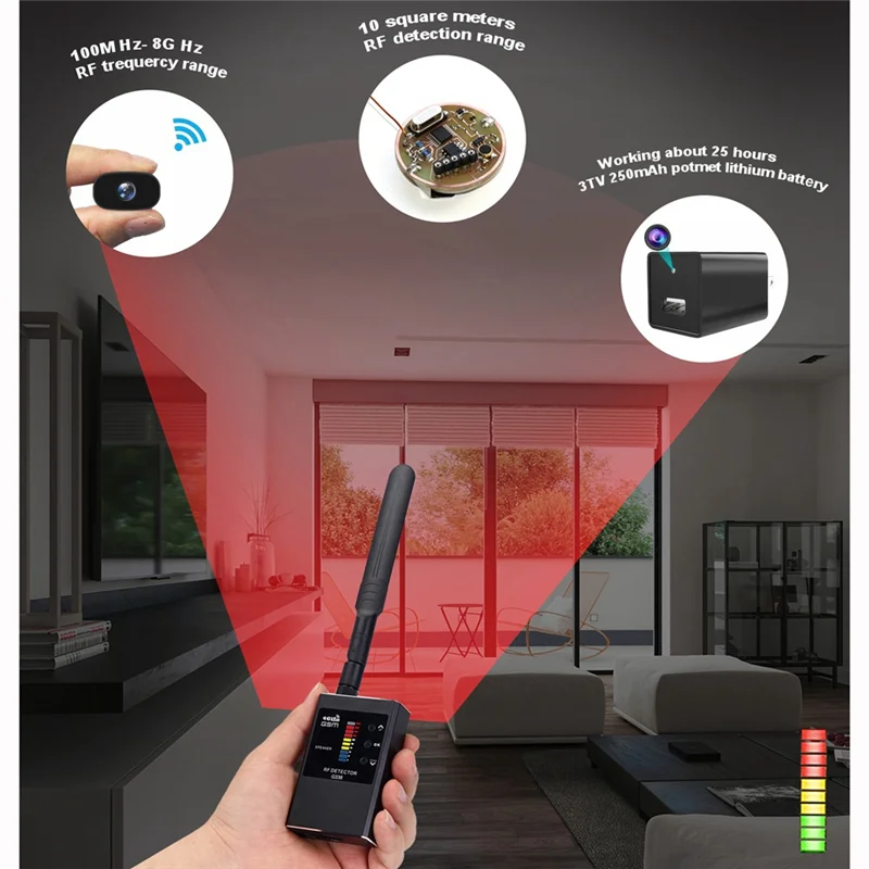 A05R Anti Hidden Camera Detector RF Signal Wireless Camera Lens Bug GPS Tracker Magnetic GSM Device Scan Finder