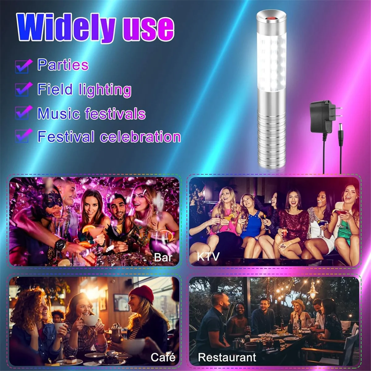 

2PCS LED Strobe Baton Light Bright Rechargeable LED Light Club Signs for Bottle Service Reusable Nightclub PartiesJKL