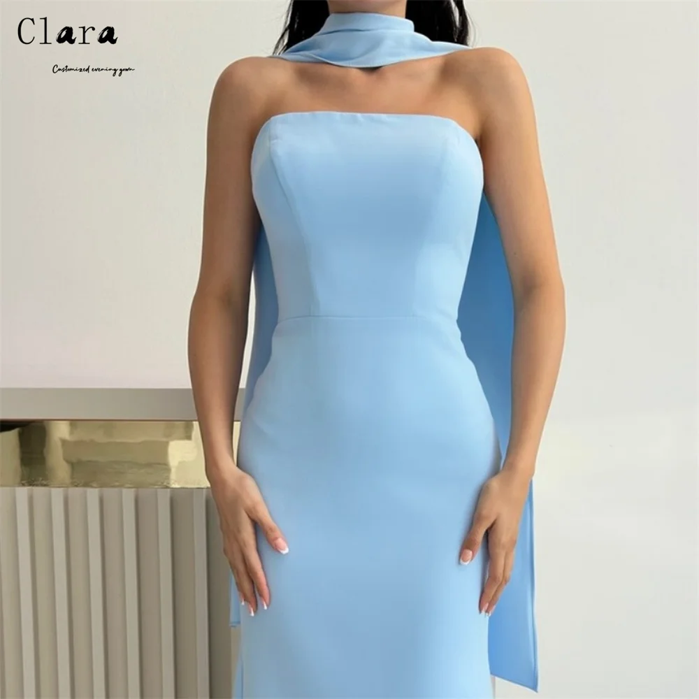 

Clara Custom Sky Blue Fish-tail Off-shoulder Top Luxury Elegant Party Dresses for Wedding Woman Party Long Dress Ball Gown Dress