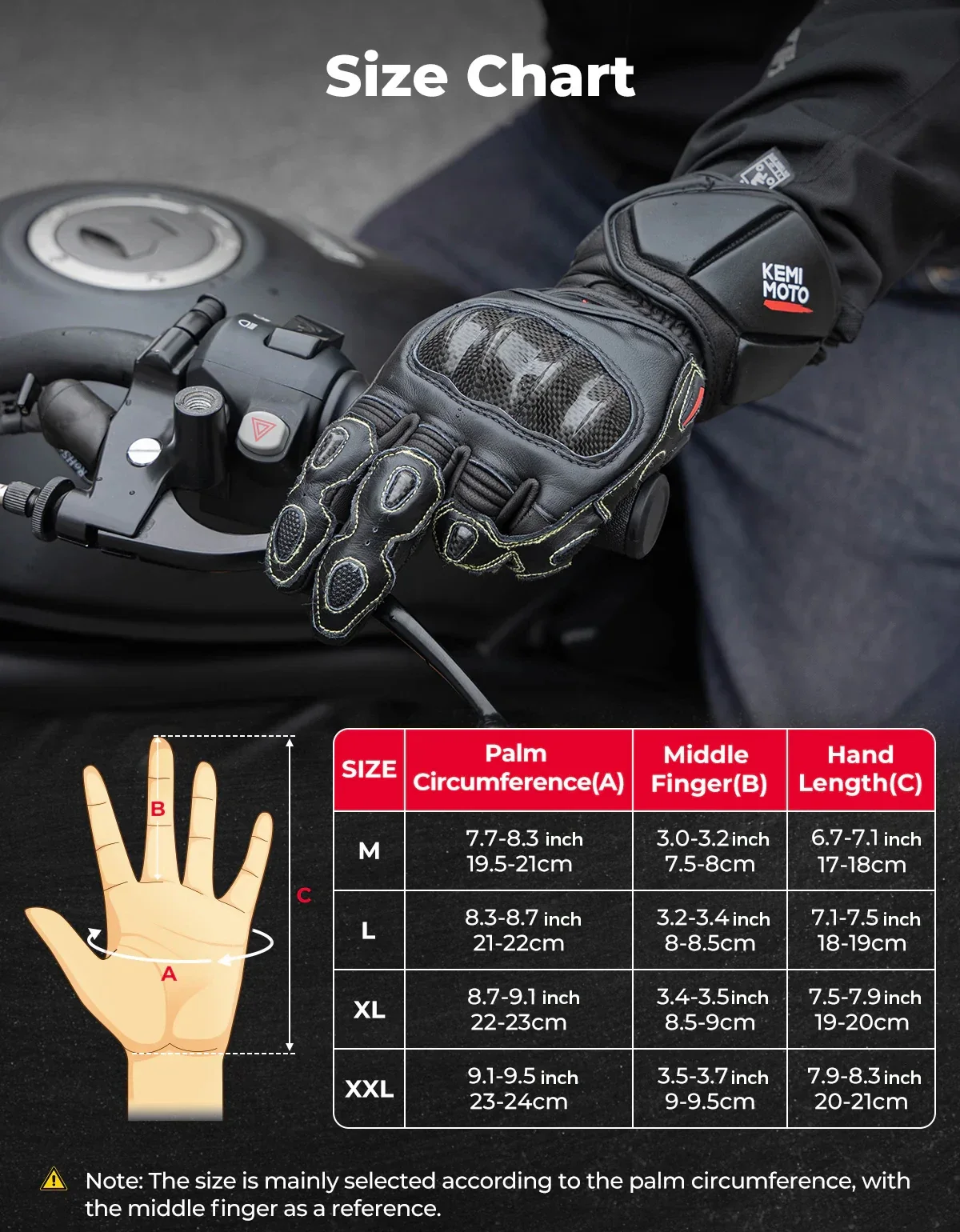 KEMITOUR Leder Racing Moto Handschuhe Für Motorrad Lange Manschette Professionelle Powersports Handschuhe Carbon Fiber Knuckle Für Männer Frauen – Detail 1