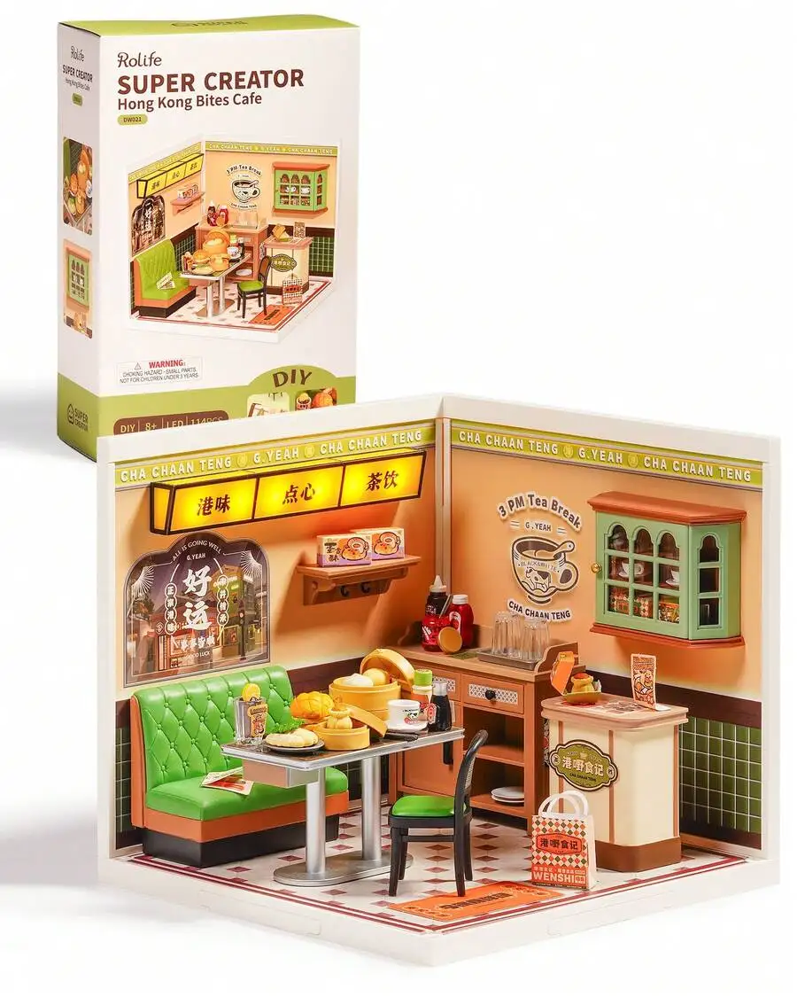 Super Creator DIY Plastic Miniature House Building Set - 3D Puzzle With LED Lights, Compatible With Mini Figures, And A Variety