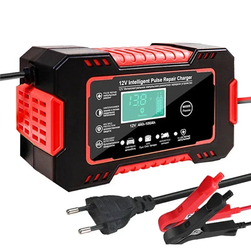 

Автомобильное зарядное устройство 12 В, импульсный ремонт, ЖК-дисплей, умная быстрая зарядка AGM, гелевое свинцово-кислотное зарядное устройство для авто мотоцикла