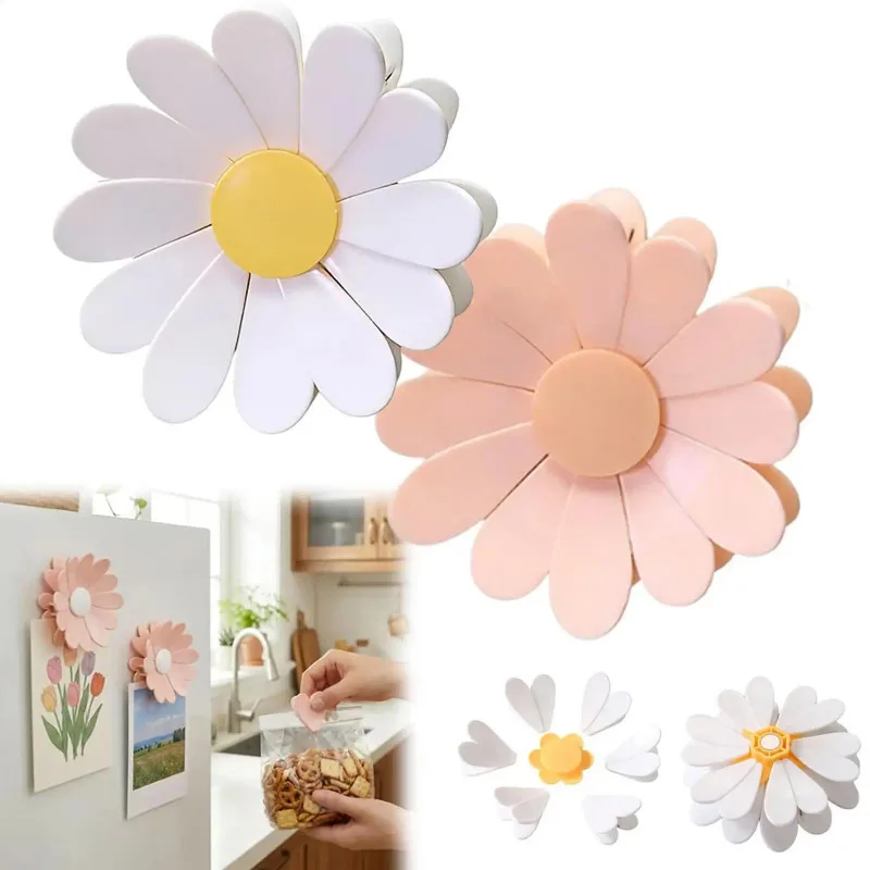Flower Fridge Magnet Seal Clips Multifunctional Snack Sealer Food Storage Petal Clip Unique Magnetic Bag Clip for Kitchen Organi