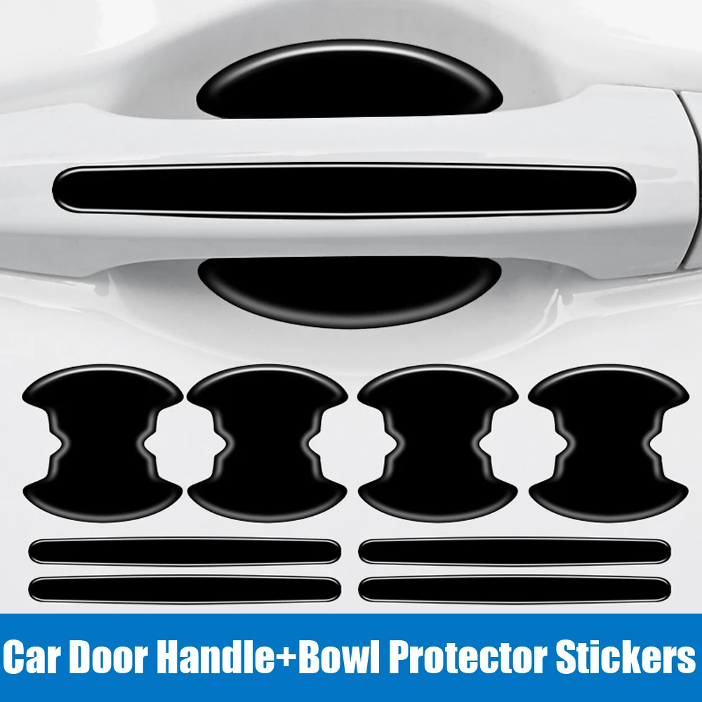 8Pcs Car Door Handle Bowl Scratch Anti-scratch Protective Car Stickers Car Handle Anti-collision Protection Strip Exterior Parts