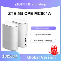 잠금 해제 된 ZTE 5G CPE 라우터 MC801A wifi 6 리피터 5ghz SDX55 NSA + SA N78/79/41/1/28 802.11AX 모뎀 5g wifi sim 카드