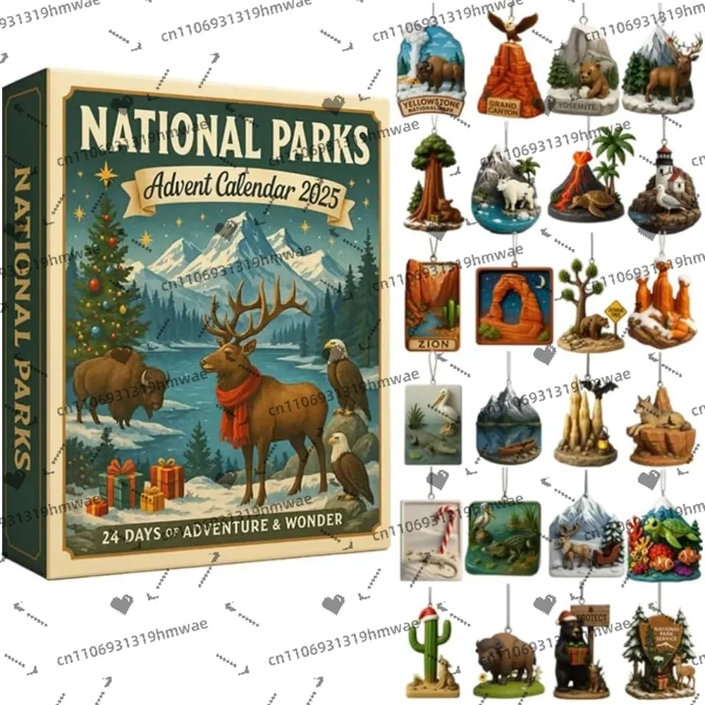 

Unique 24 Days Advent Calendar with 24 Special Ornaments, Christmas Countdown Gift for Nature & Outdoor Lovers